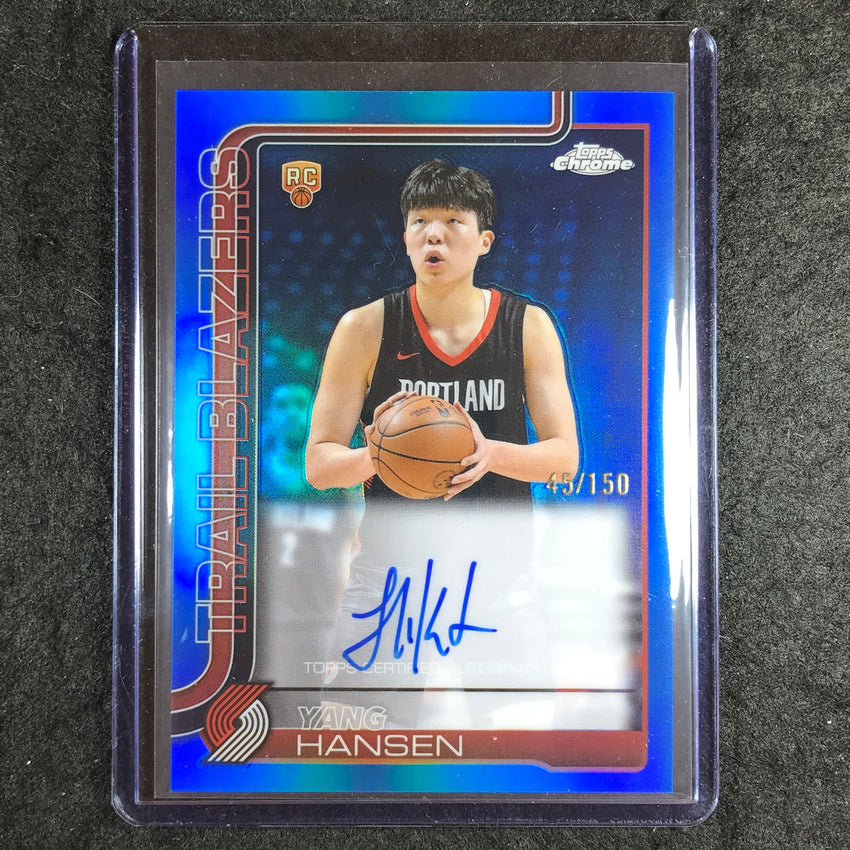 2025-26 Topps Chrome YANG HANSEN Chrome Rookie Auto Blue 45/150