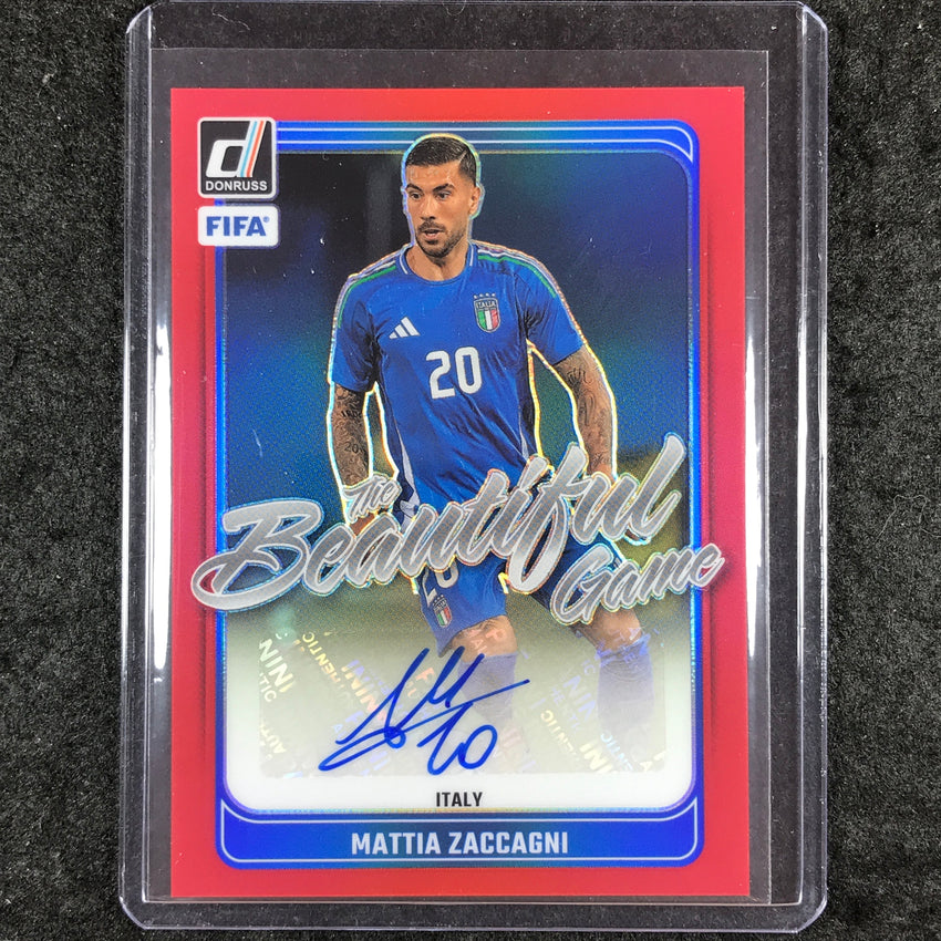 2024-25 Donruss Soccer MATTIA ZACCAGNI The Beautiful Game Auto Red 38/49