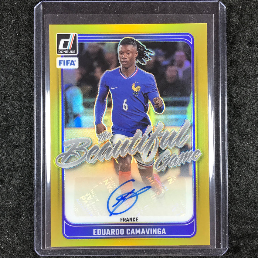 2024-25 Donruss Soccer EDUARDO CAMAVINGA The Beautiful Game Auto Gold 4/10