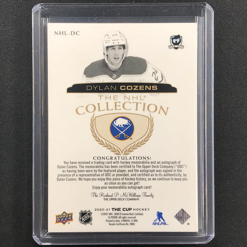 2020-21 The Cup Dylan Cozens The NHL Collection Relic Patch Auto 35/35-Cherry Collectables