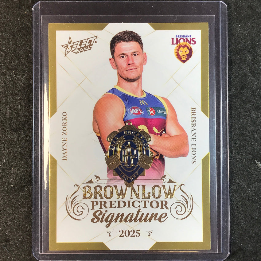 2025 Select AFL Footy Stars DAYNE ZORKO Brownlow Predictor Signature 182/220