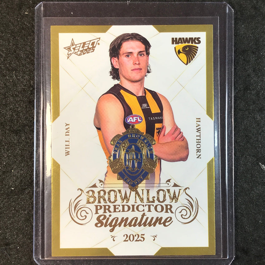 2025 Select AFL Footy Stars WILL DAY Brownlow Predictor Signature Gold 93/220