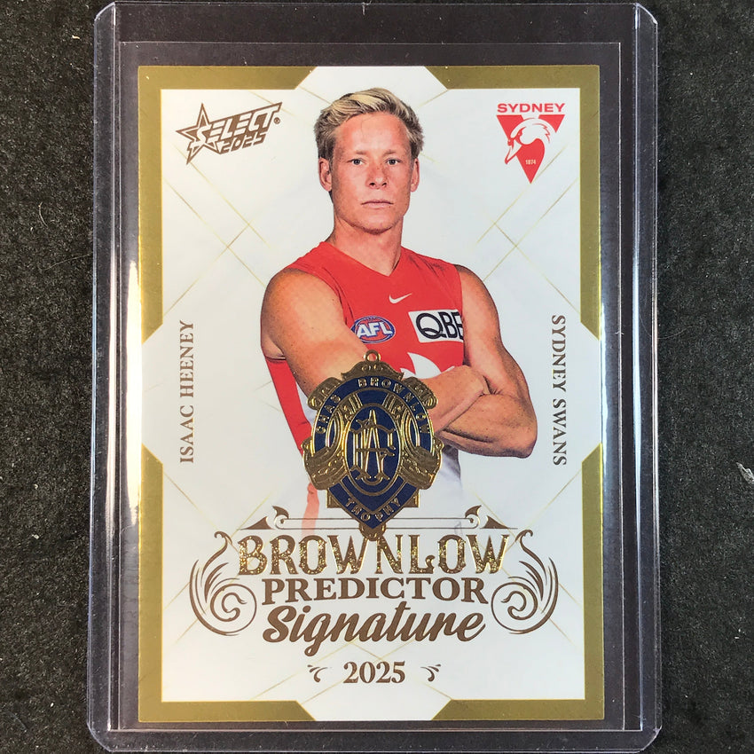 2025 Select AFL Footy Stars ISAAC HEENEY Brownlow Predictor Signature 203/220