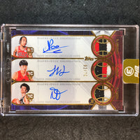 2025-26 Topps Three ESSENGUE HANSEN TRAORE Triple Relics Rookie Auto Gold 2/10