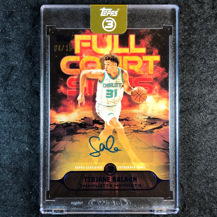 2025-26 Topps Three TIDJANE SALAUN Full Court Signs Auto Blue 4/15