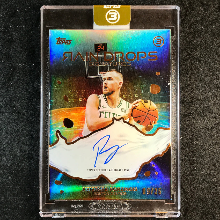 2025-26 Topps Three KRISTAPS PORZINGIS Raindrops Signatures Auto Bronze 9/25