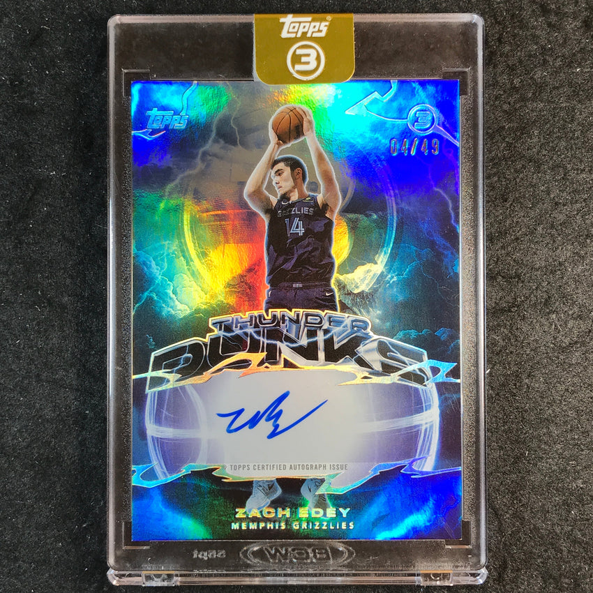 2025-26 Topps Three ZACH EDEY Thunder Dunks Signatures Auto Silver 4/49