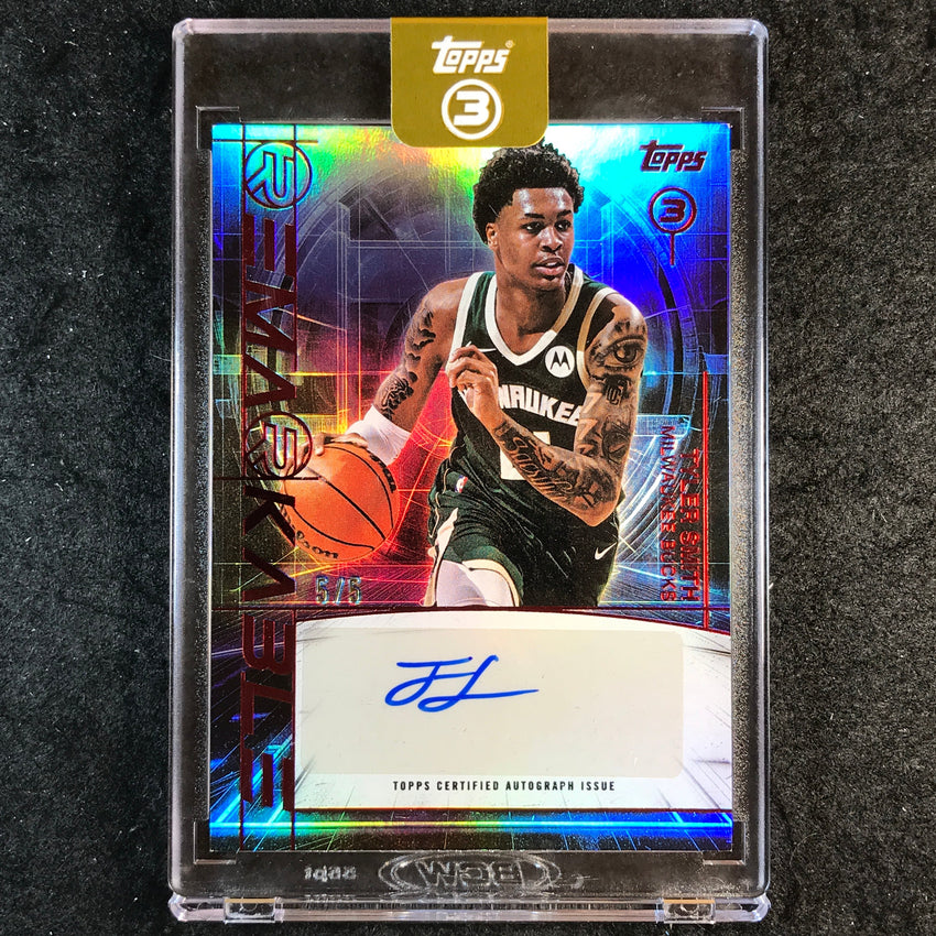 2025-26 Topps Three TYLER SMITH Re-Markable Auto Red 5/5