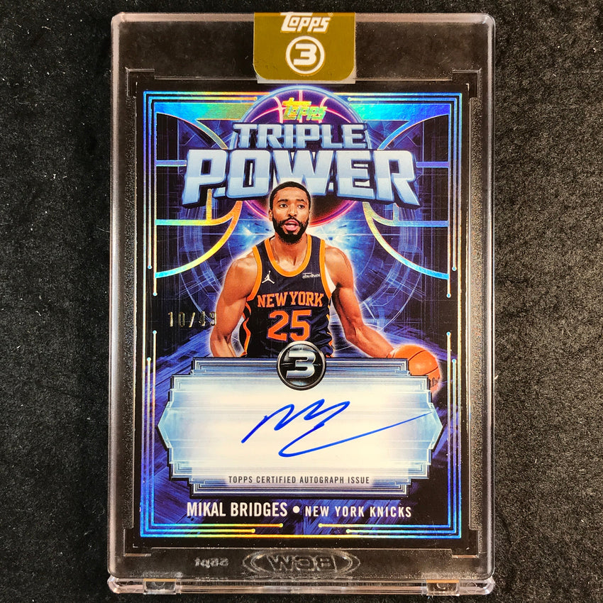 2025-26 Topps Three MIKAL BRIDGES Triple Power Autographs Silver 10/49