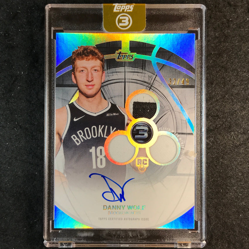 2025-26 Topps Three DANNY WOLF Rookie 3 Patch Auto Vertical Silver 32/49