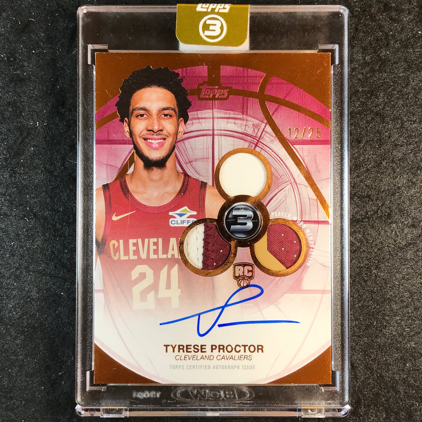 2025-26 Topps Three TYRESE PROCTOR Rookie 3 Patch Auto Vertical Bronze 12/25