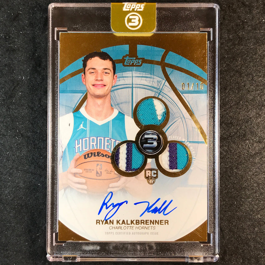 2025-26 Topps Three RYAN KALKBRENNER Rookie 3 Patch Auto Vertical Gold 1/10