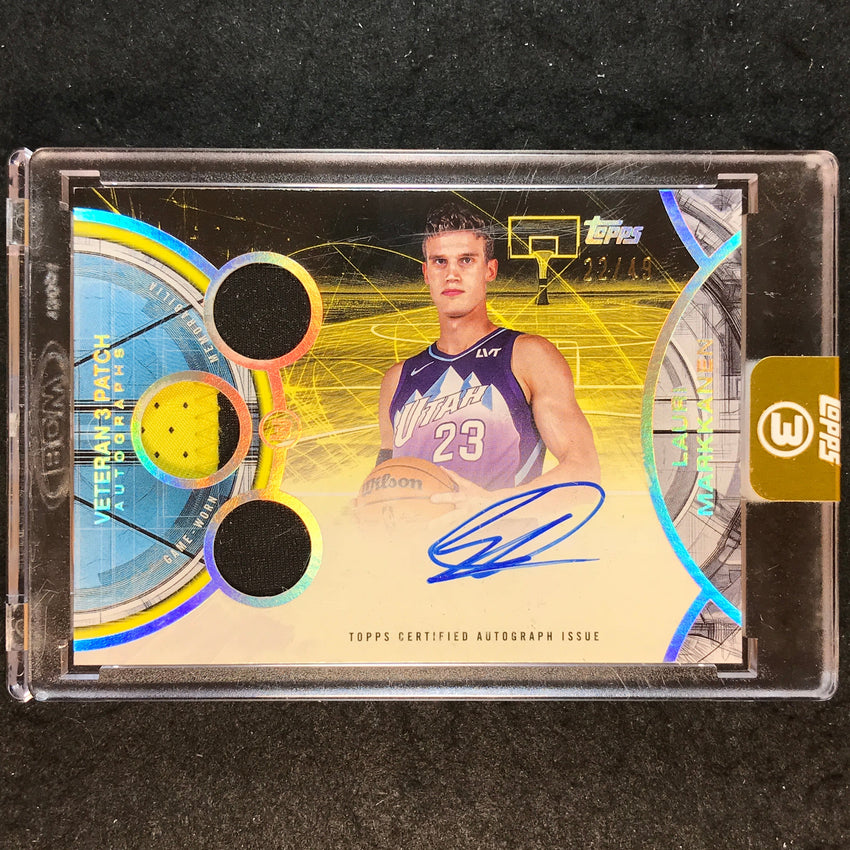 2025-26 Topps Three LAURI MARKKANEN Veteran 3 Patch Auto Silver 22/49