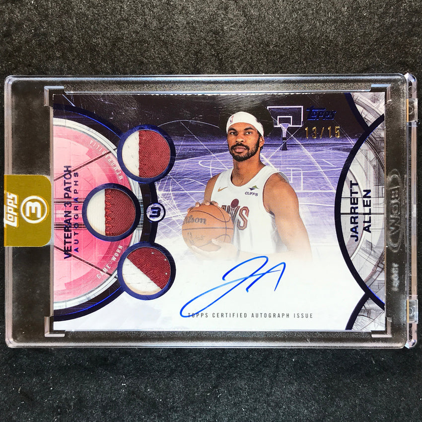 2025-26 Topps Three JARRETT ALLEN Veteran 3 Patch Auto Blue 13/15