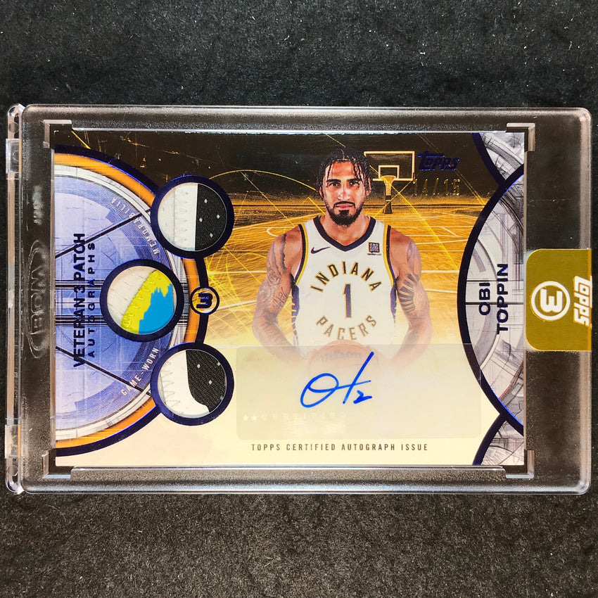 2025-26 Topps Three OBI TOPPIN Veteran 3 Patch Auto Blue 14/15