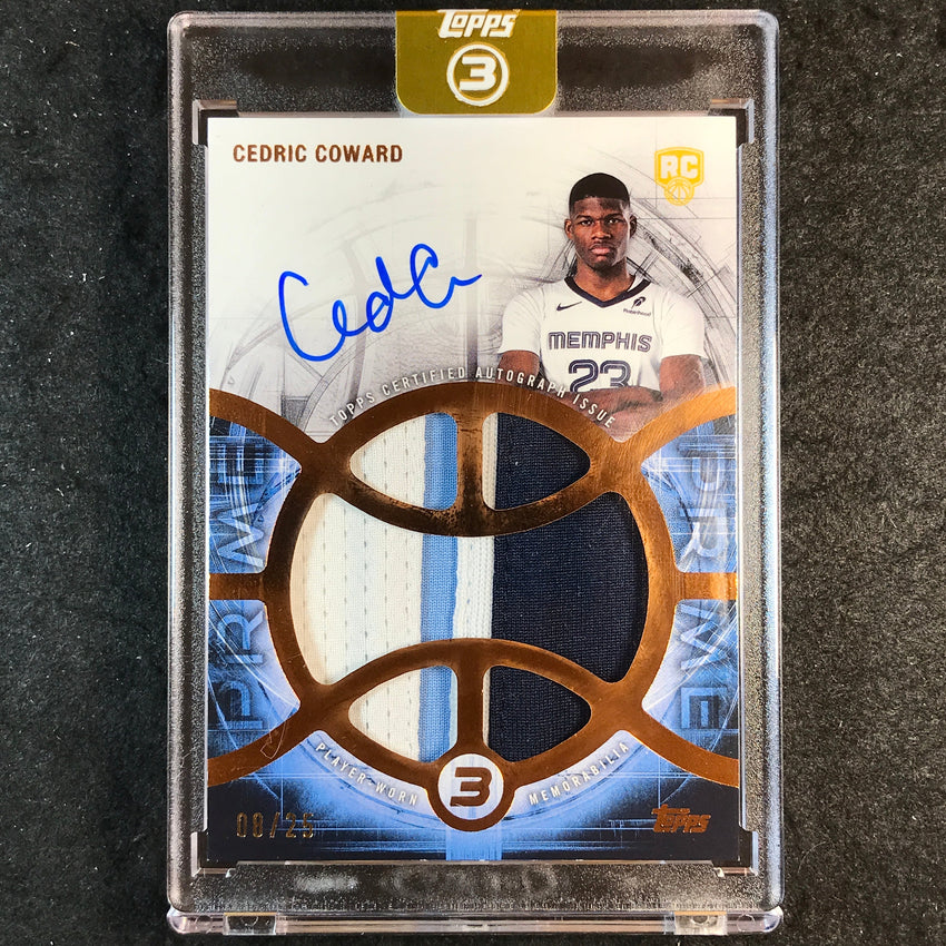 2025-26 Topps Three CEDRIC COWARD Relics Rookie Autographs Prime Bronze 8/25