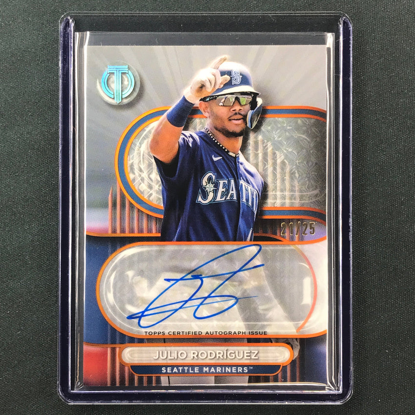 2024 Topps Tribute Mlb Julio Rodriguez Tribute Auto Orange 21/25