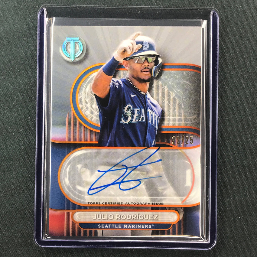 2024 Topps Tribute Mlb Julio Rodriguez Tribute Auto Orange 22/25