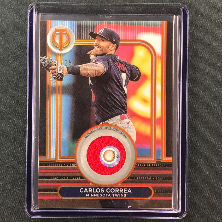 2024 Topps Tribute Mlb Carlos Correa Stamp Of Approval Jersey Relic Orange 11/25
