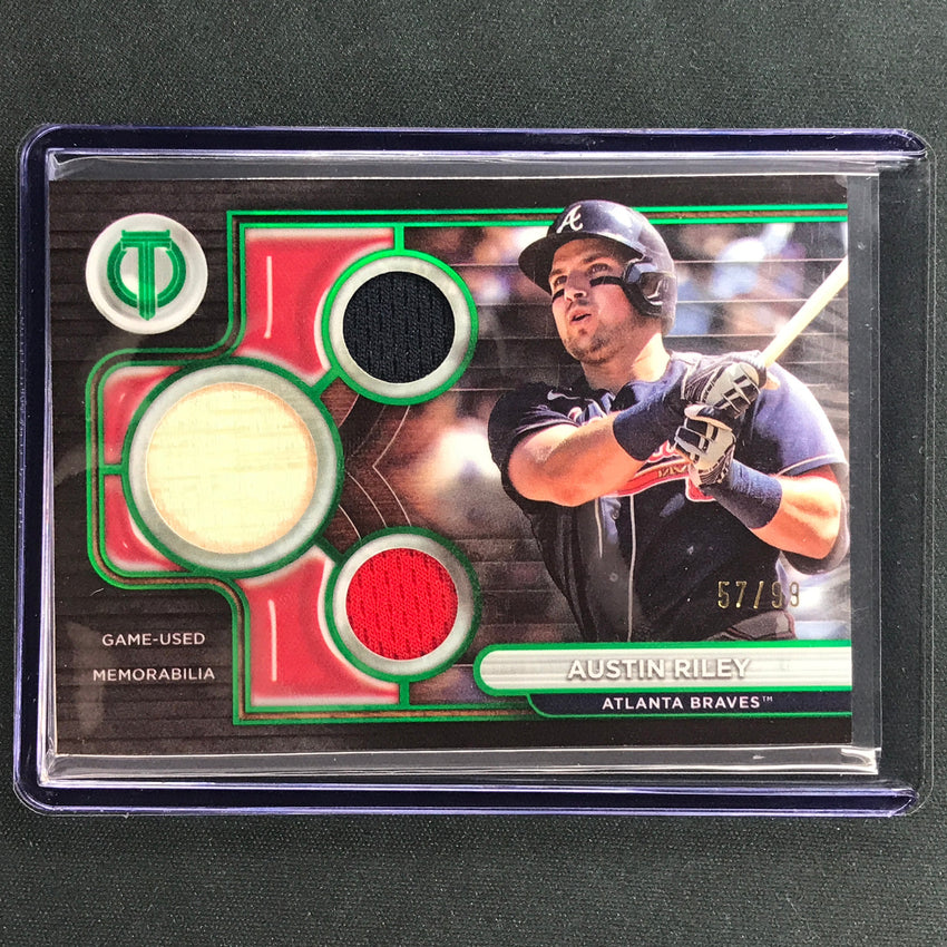 2024 Topps Tribute Mlb Austin Riley Triple Tribute Relic Jersey Green 57/99