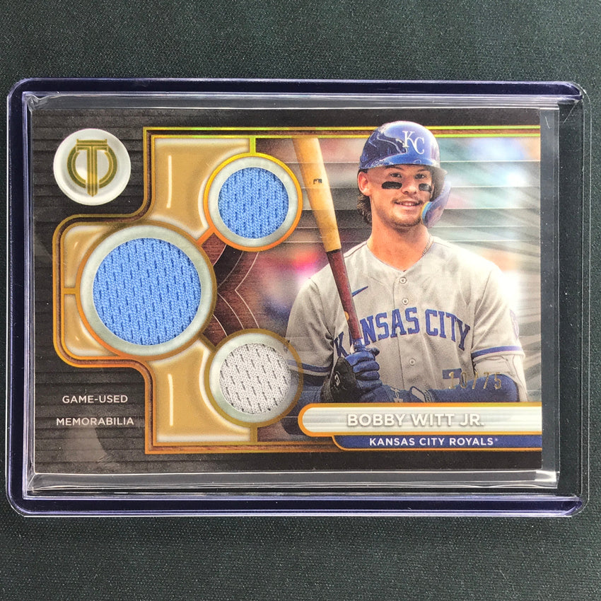 2024 Topps Tribute Mlb Bobby Witt Jr. Triple Tribute Relic Jersey Gold 10/75