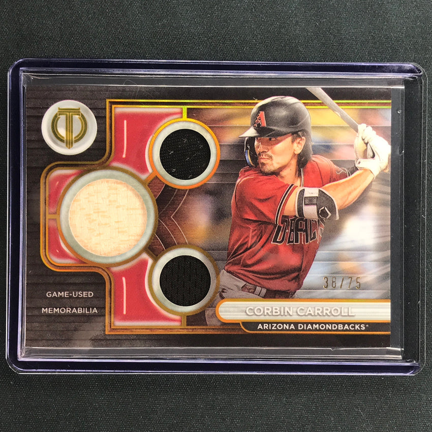 2024 Topps Tribute Mlb Corbin Carroll Triple Tribute Relic Jersey Gold 38/75