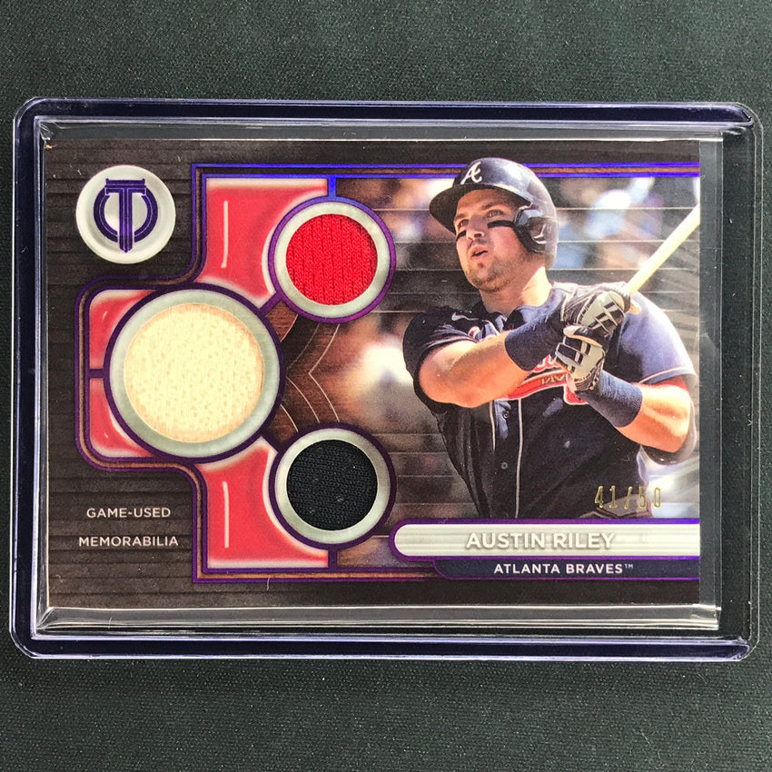 2024 Topps Tribute Mlb Austin Riley Triple Tribute Relic Jersey Purple 41/50