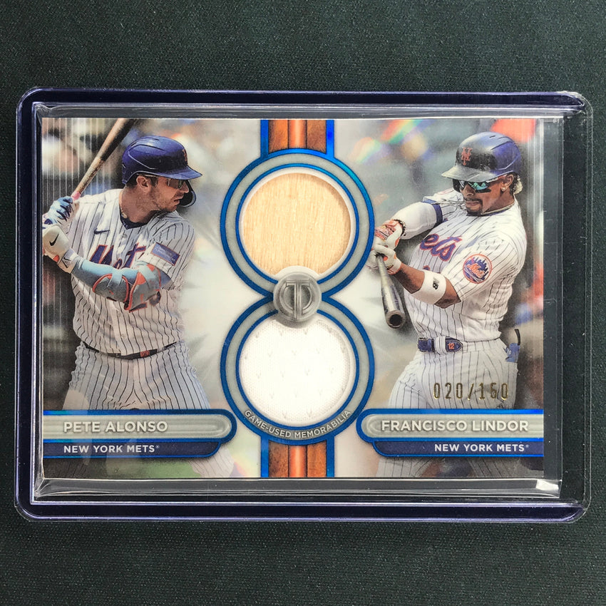 2024 Topps Tribute Mlb Alonso Lindor Tribute Dual Relic Blue 20/150