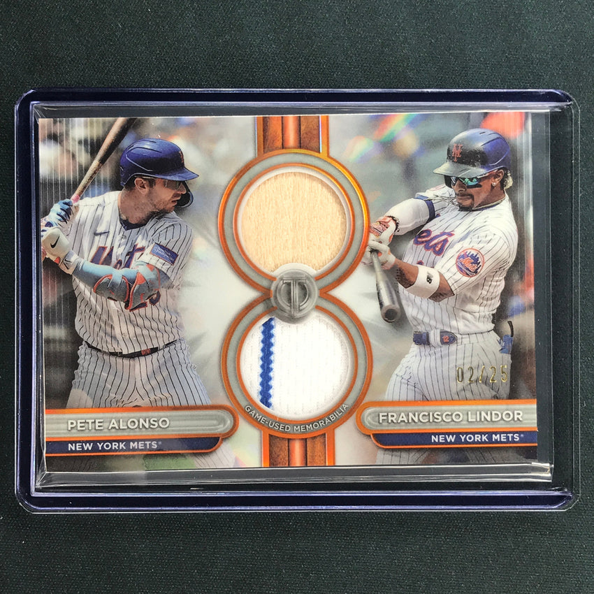 2024 Topps Tribute Mlb Alonso Lindor Tribute Dual Relic Orange 2/25