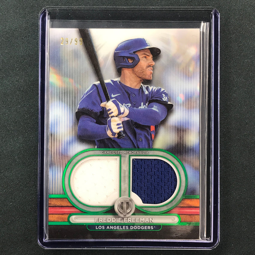 2024 Topps Tribute Mlb Freddie Freeman Tribute Dual Relic Jersey Green 29/99
