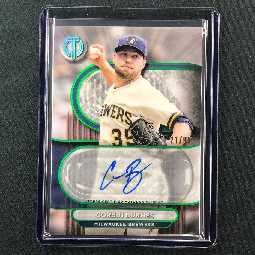 2024 Topps Tribute Mlb Corbin Burnes Tribute Auto Green 21/99