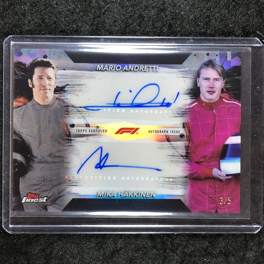 2024 Topps Finest Formula 1 MARIO ANDRETTI MIKA HAKKINEN Finest Duos Auto 3/5