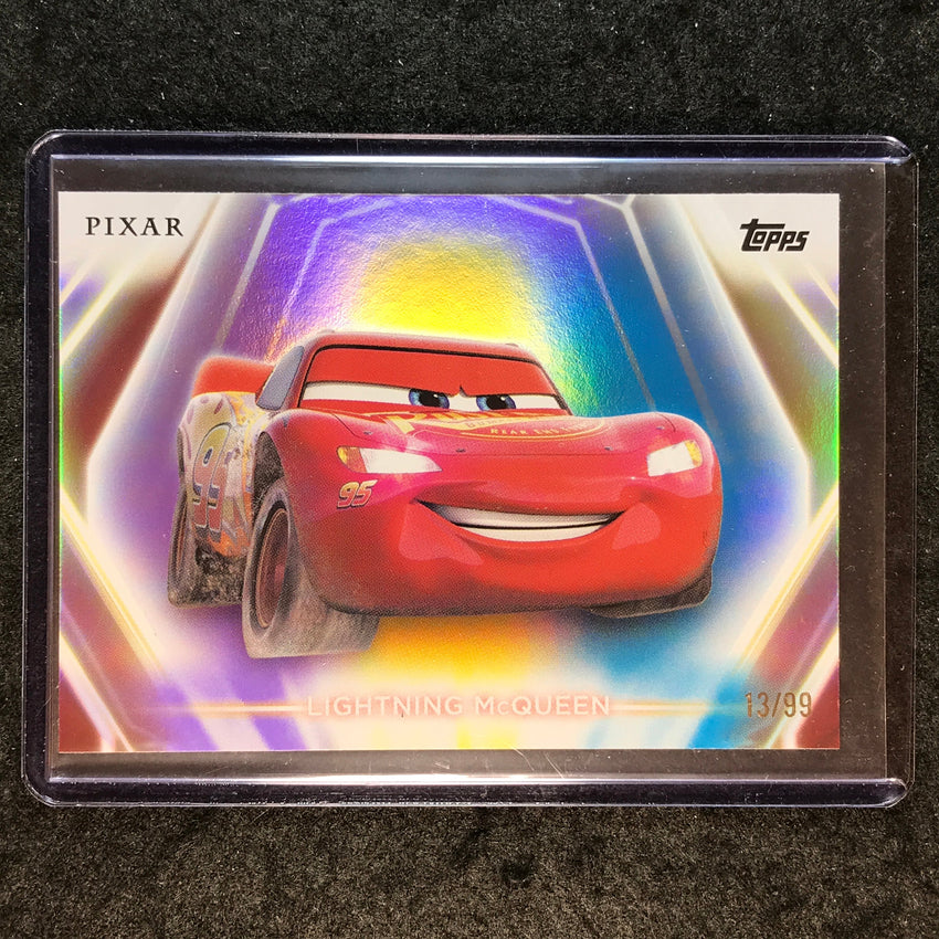 2026 Topps Disney Neon LIGHTNING MCQUEEN Base Purple Yellow Blue 13/99 #95