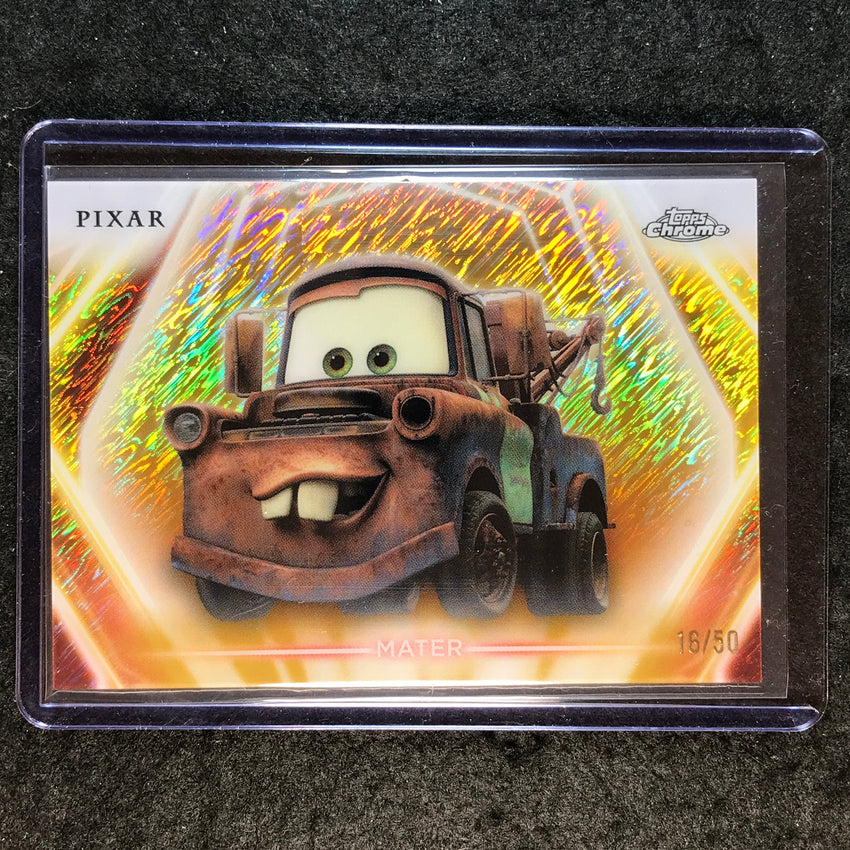 2026 Topps Disney Neon MATER Chrome Neon Etch Gold Shimmer 16/50 #89