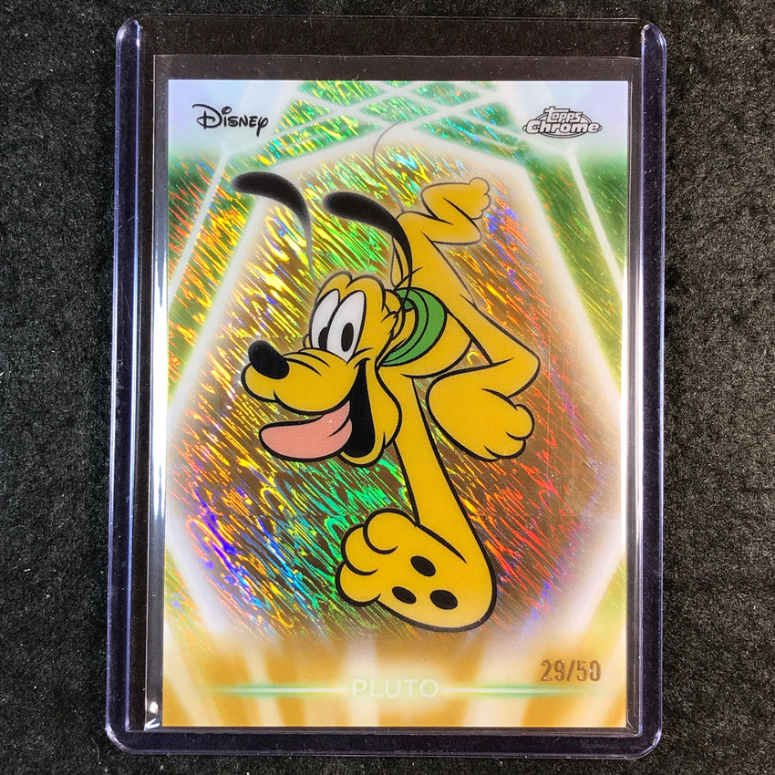 2026 Topps Disney Neon PLUTO Chrome Neon Etch Gold Shimmer 29/50 #198