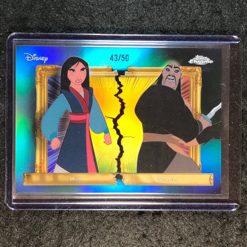 2026 Topps Disney Neon MULAN & SHAN YU Family First Rivals Variation Gold 43/50