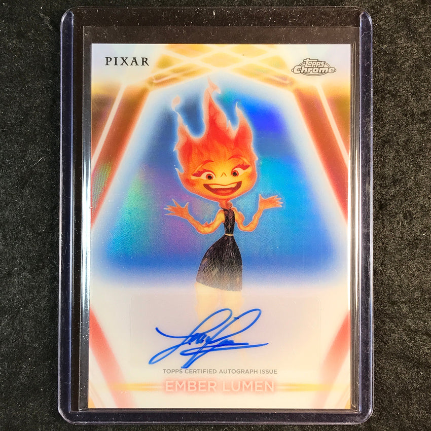 2026 Topps Disney Neon LEAH LEWIS AS EMBER LUMEN Chrome Neon Etch Auto #CNA-LLW