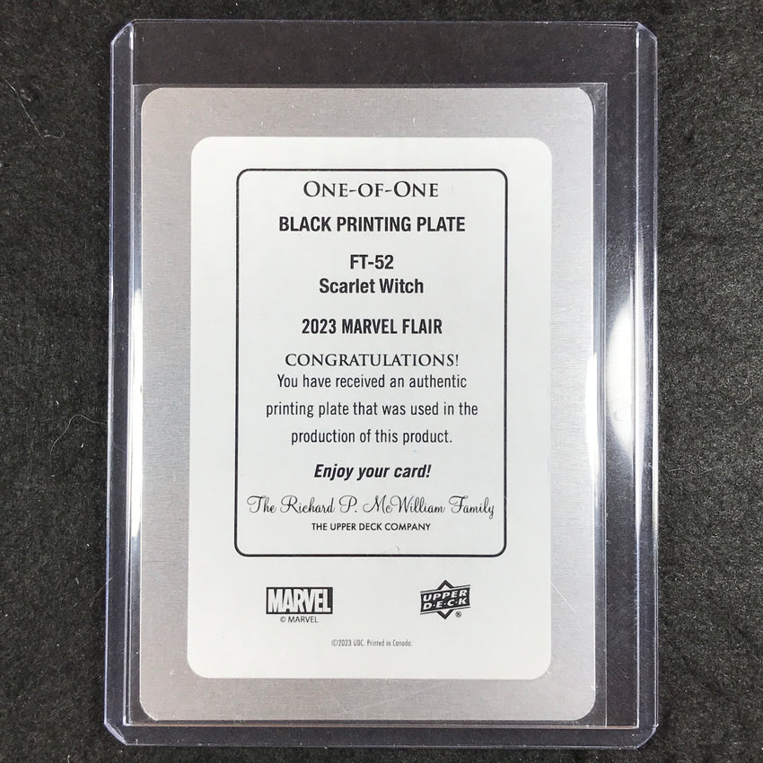 2023 Marvel Flair SCARLET WITCH Flairium Printing Plate Black 1/1 #52