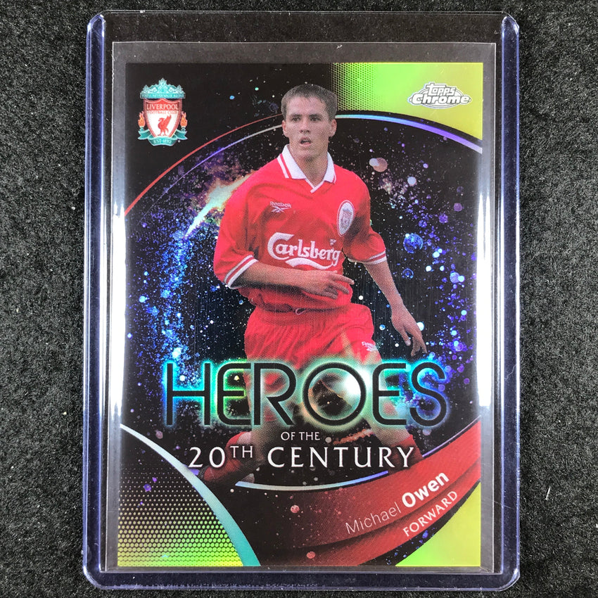 2023-24 Topps Chrome Liverpool MICHAEL OWEN Heroes 20th Century Yellow 42/75