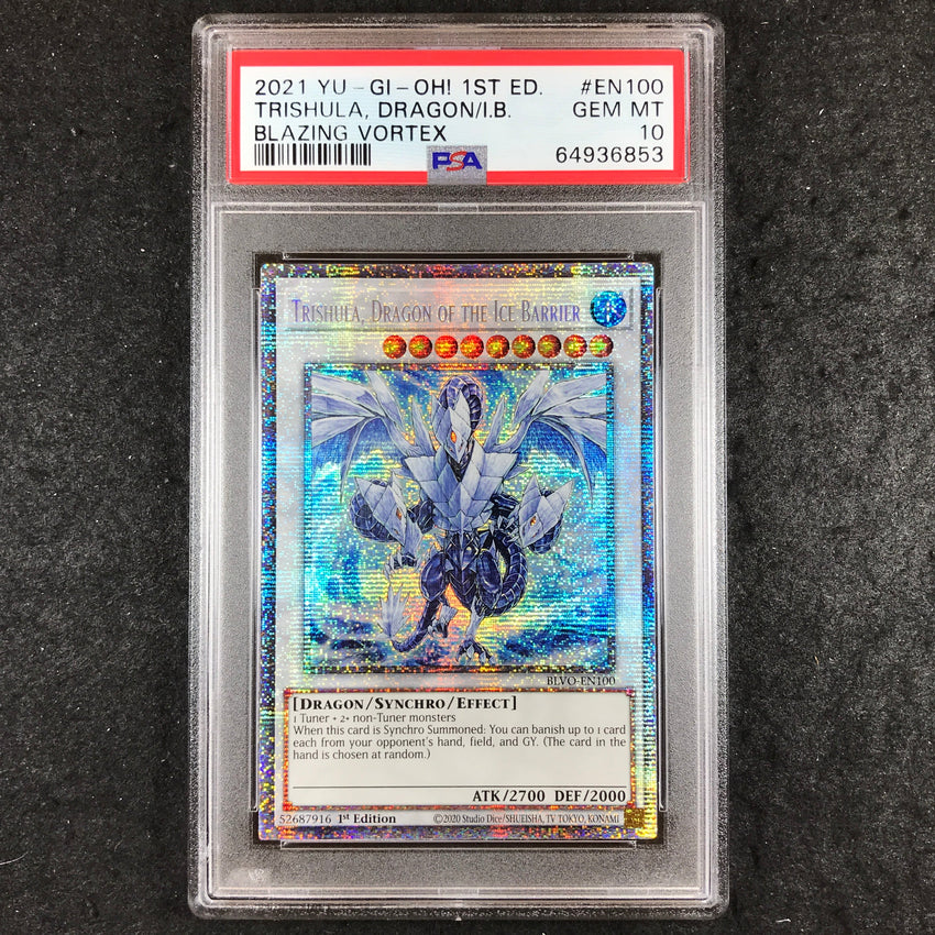 PSA 10 Trishula Dragon Of The Ice Barrier - BLVO-EN100 Starlight Rare 1st Ed 853
