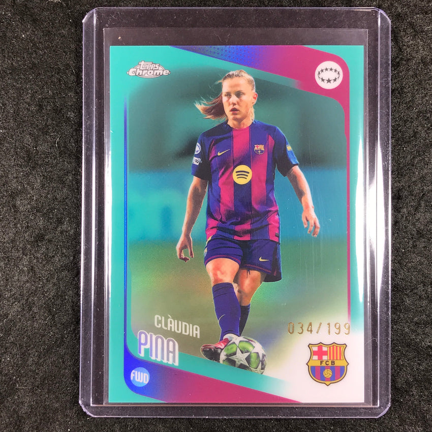 2025-26 Topps Chrome UEFA Women's UCL CLAUDIA PINA Aqua 34/199 #22