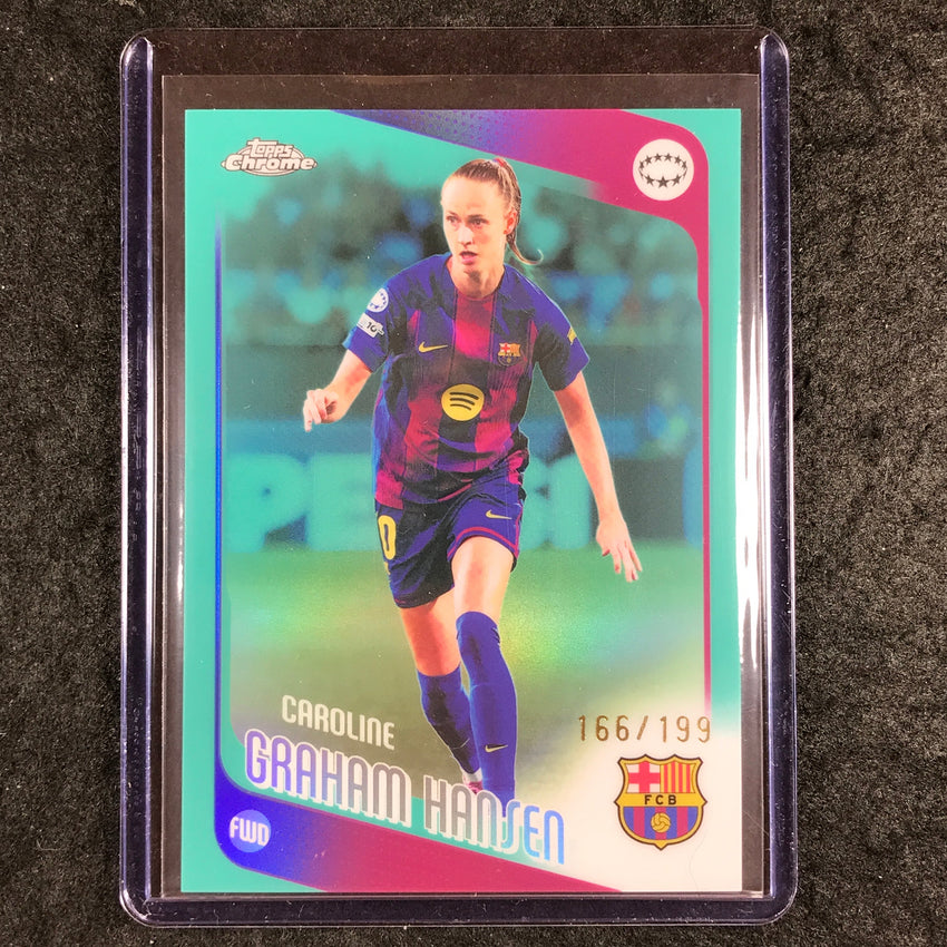 2025-26 Topps Chrome UEFA Women's UCL CAROLINE GRAHAM HANSEN Aqua 166/199 #30