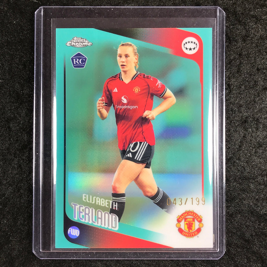 2025-26 Topps Chrome UEFA Women's UCL ELISABETH TERLAND Rookie Aqua 43/199 #71
