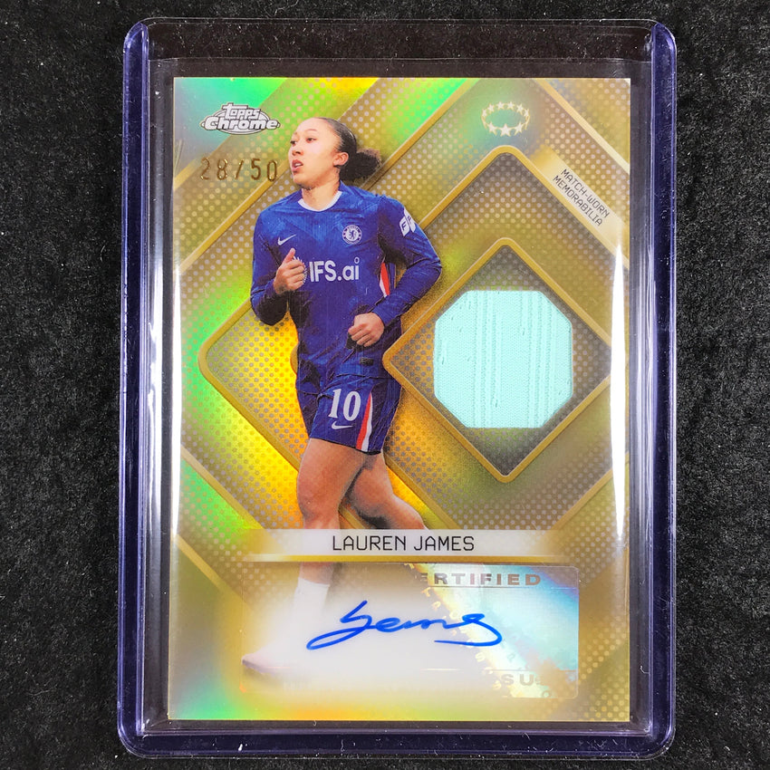 2025-26 Topps Chrome UEFA Women's UCL LAUREN JAMES Premium Auto Relic Gold 28/50