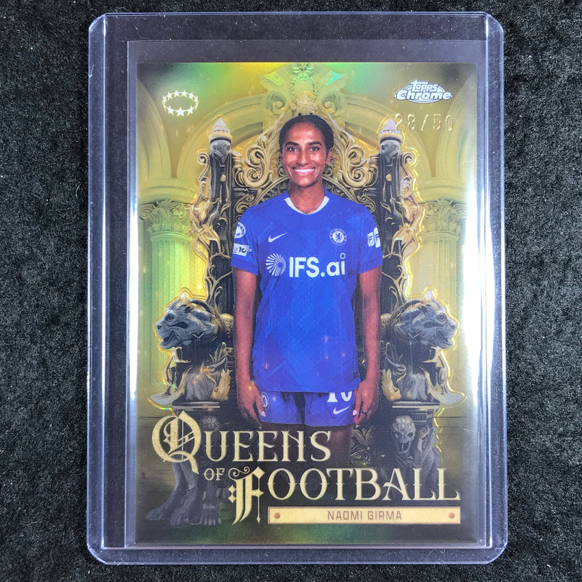 2025-26 Topps Chrome UEFA Women's NAOMI GIRMA Queens of Football Gold 28/50 #12