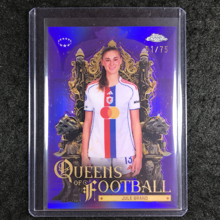 2025-26 Topps Chrome UEFA Women's JULE BRAND Queens of Football Purple 51/75 #18
