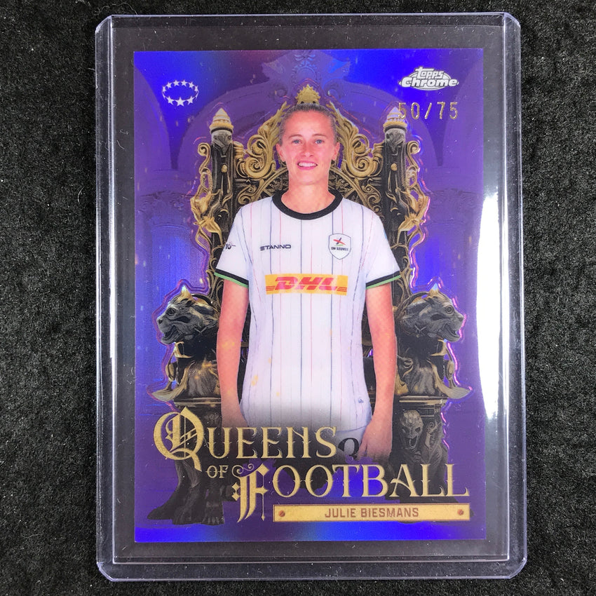 2025-26 Topps Chrome UEFA Women's JULIE BIESMANS Queens of Football Purple 50/75