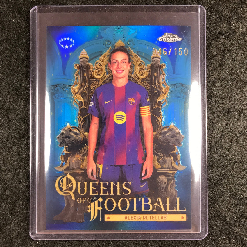 2025-26 Topps Chrome UEFA Women's ALEXIA PUTELLAS Queens of Football Blue 46/150