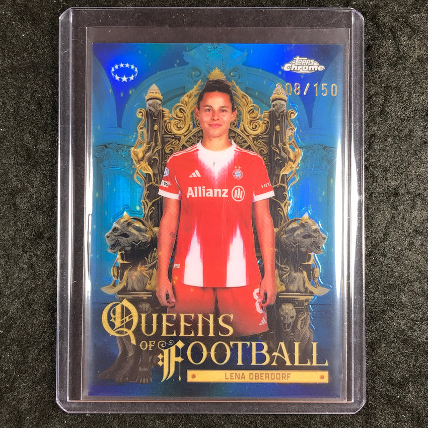 2025-26 Topps Chrome UEFA Women's LENA OBERDORF Queens of Football Blue 8/150