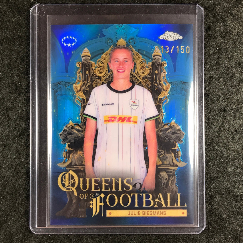 2025-26 Topps Chrome UEFA Women's JULIE BIESMANS Queens of Football Blue 13/150